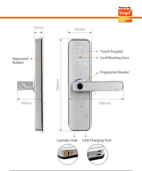 TRENDYLOCK X5 PRO TTLOCK APP FINGERPRINT, CARD, PASSWORD, KEY & TUYA APP OR TTLOCK - Image 2